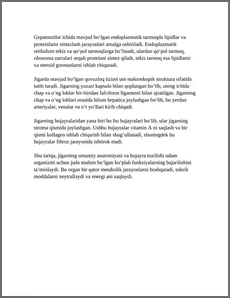 Odam Jigarining Umumiy Anatomiyasi va Hujayra Tuzilishi 4