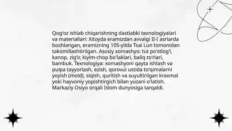 Qogʻoz ishlab chiqarishning vujudga kelishi. Kitob nashr qilishning kashf qilinishi(Gutenberg) va uning amaliy ahamiyati 4