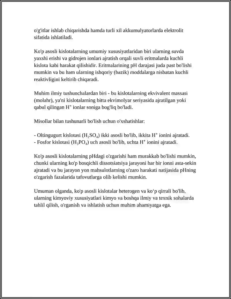 KOʻP ASOSLI KISLOTALAR 4