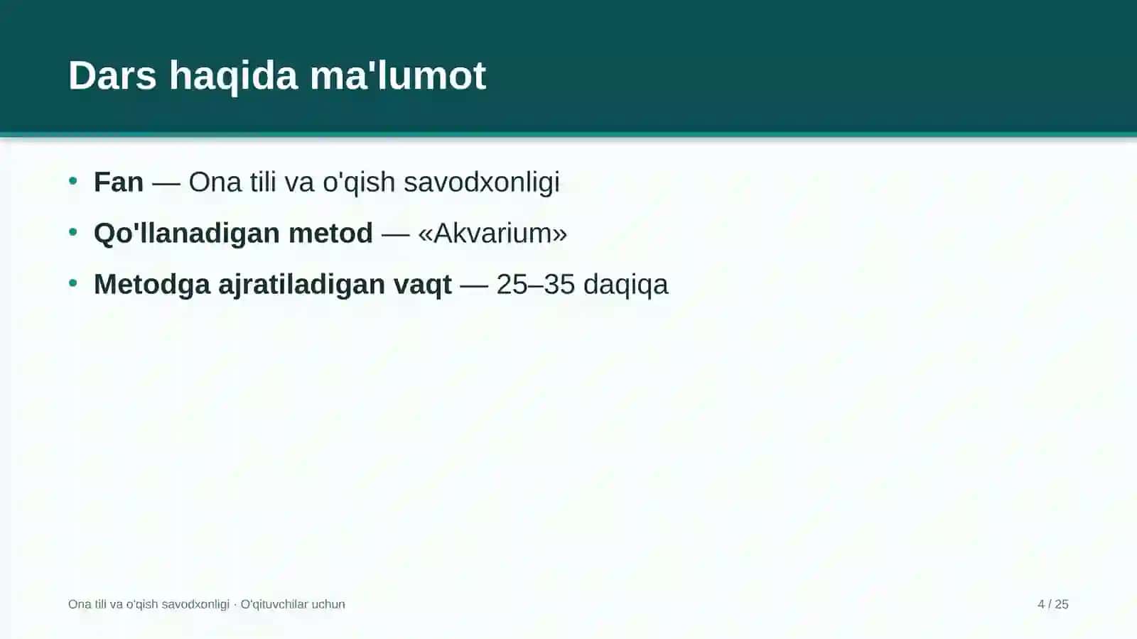 ona tili va o'qish savodxonligi darslarida akvarium metodidan foydalanish 7371 4