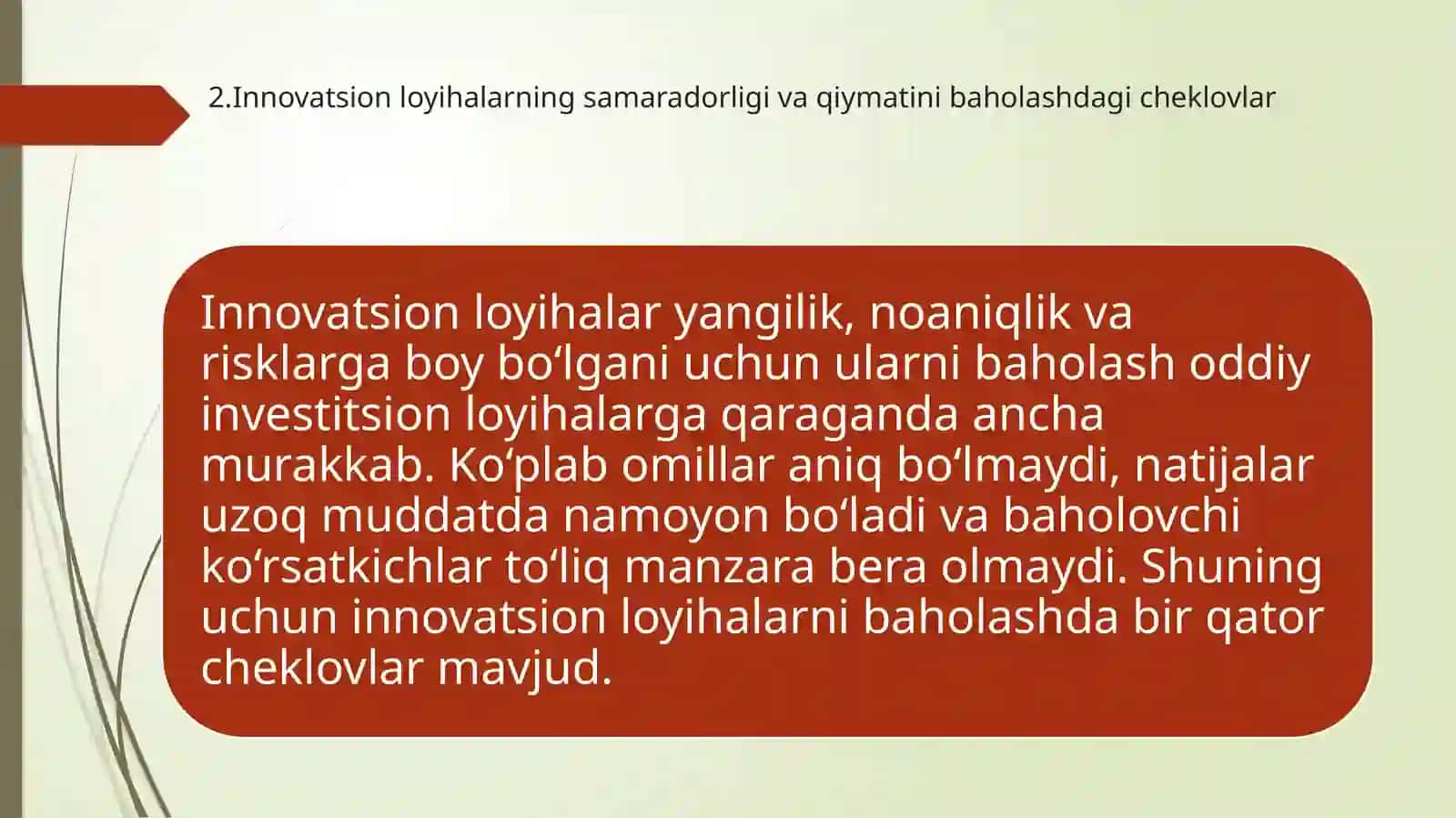 Innovatsion loyihaning samaradorligi va qiymatini baholash 4
