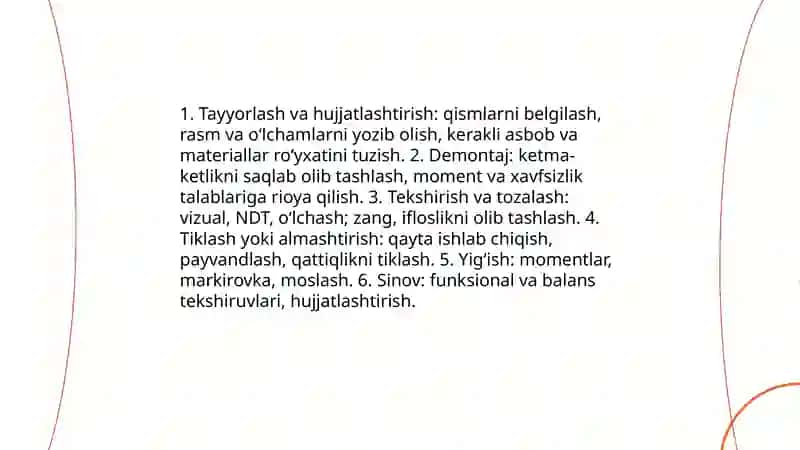 Detalni tiklashni texnologik jarayoni 4