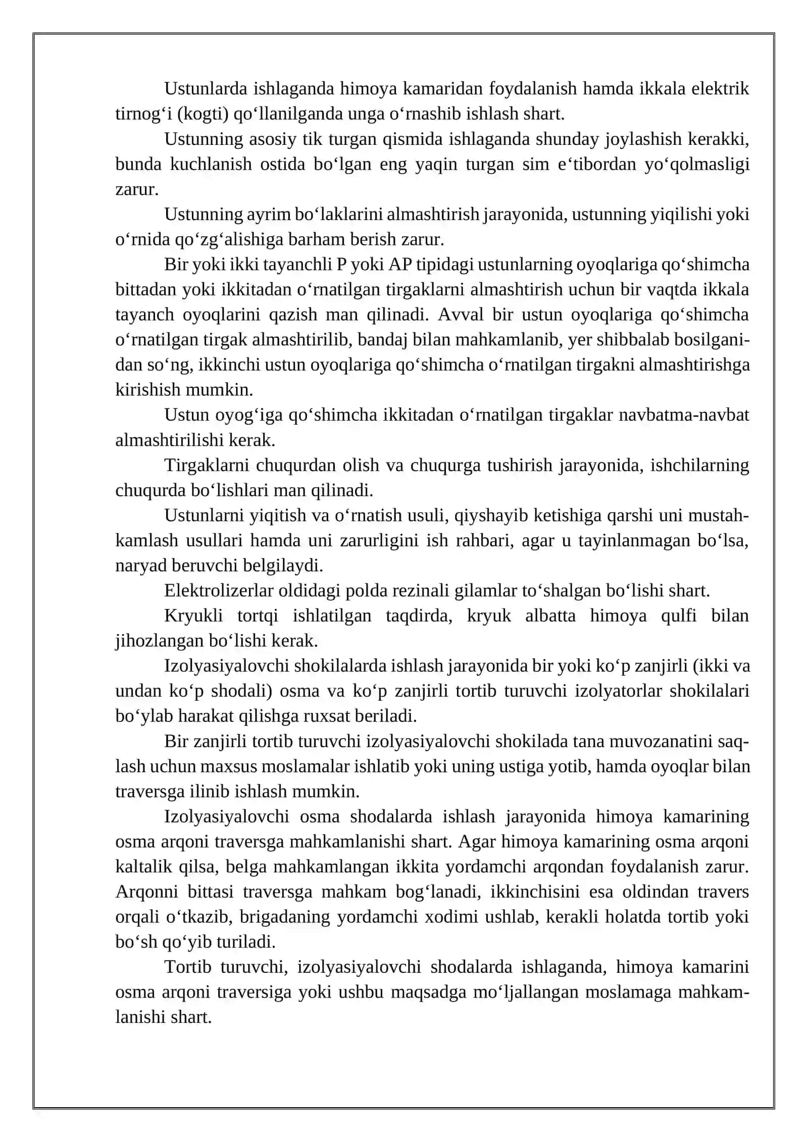 Havo elektr uzatish tarmoqlari ustunlarida bajariladigan ishlar 4