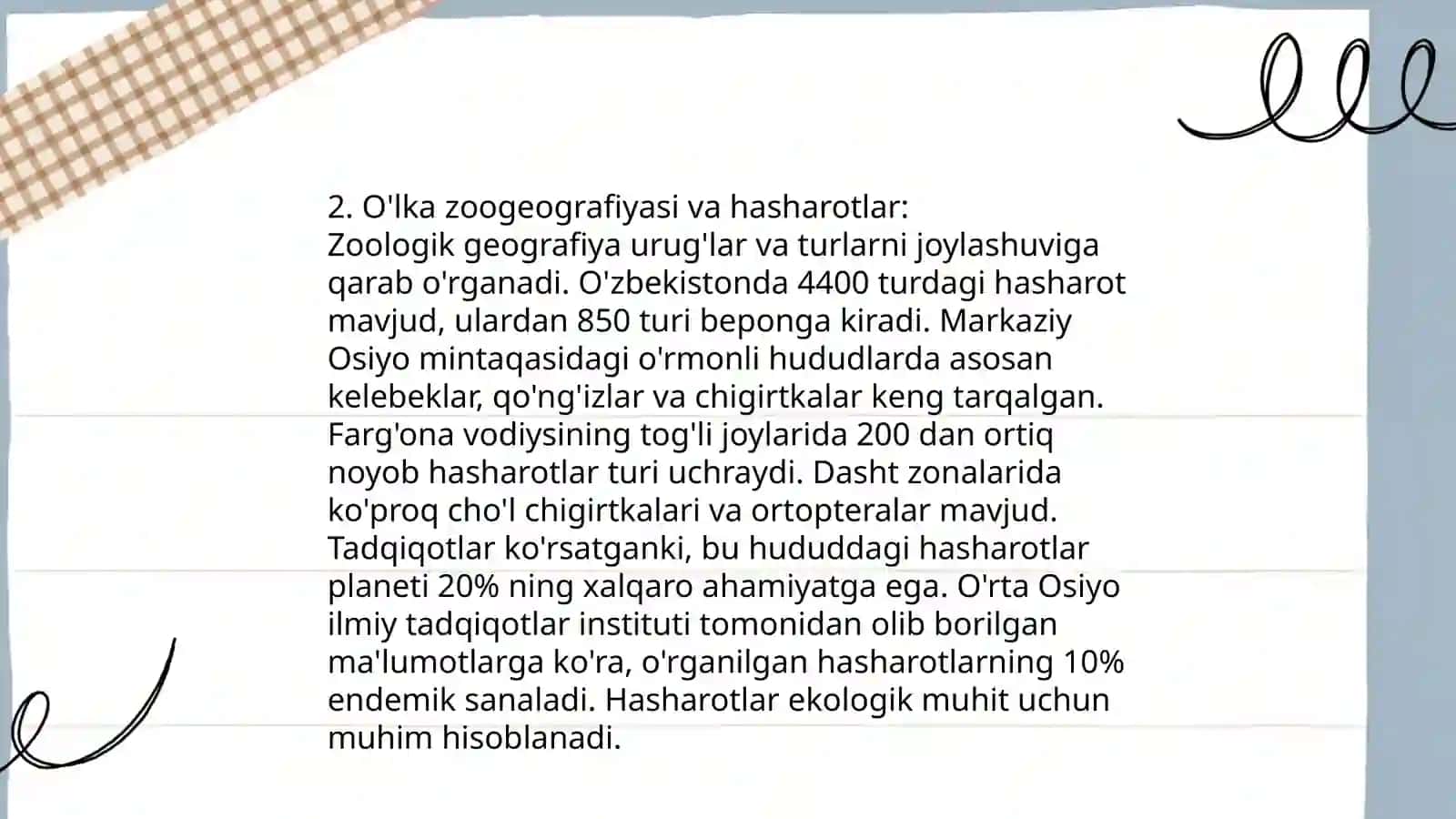 Hasharotlarning zoogeografiyasi va ularni muhofaza qilish 4