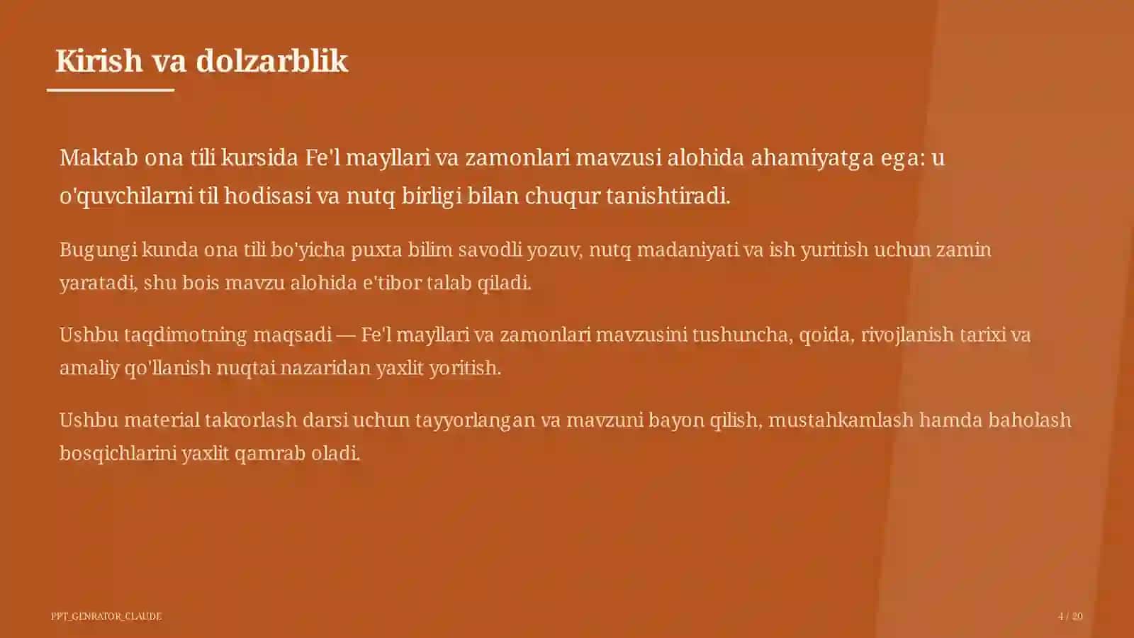 Fe'l mayllari va zamonlari (7-sinf) 4