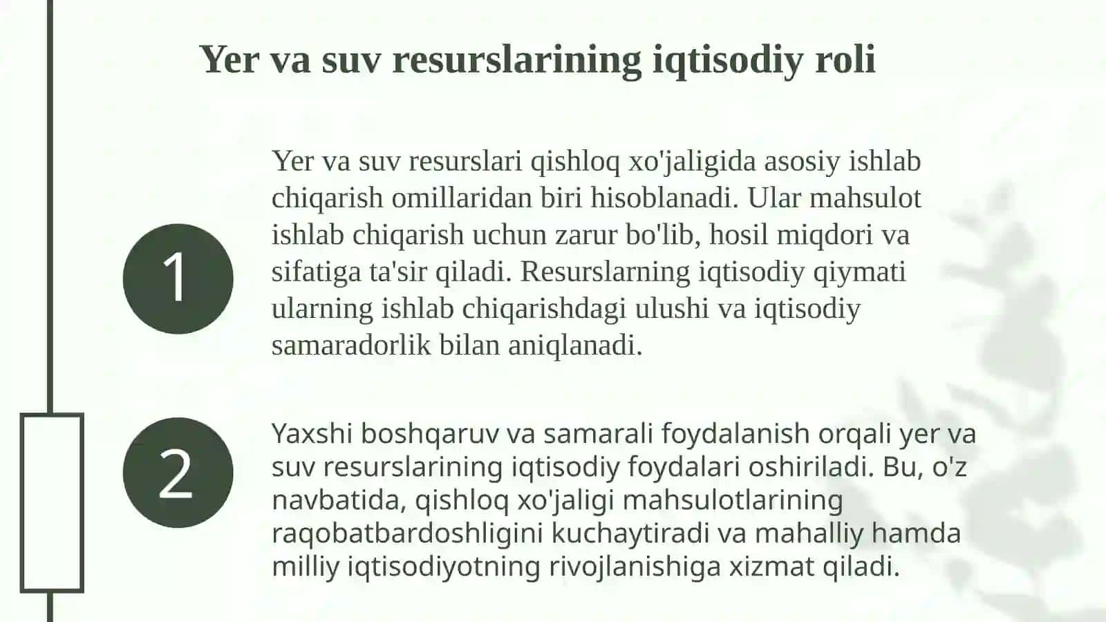 Qishloq xo'jaligida yer va suv resurslaridan foydalanishni boshqarish 4