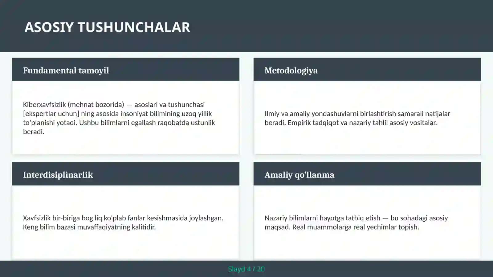 Kiberxavfsizlik (mehnat bozorida) — asoslari va tushunchasi [ekspertlar uchun] 4