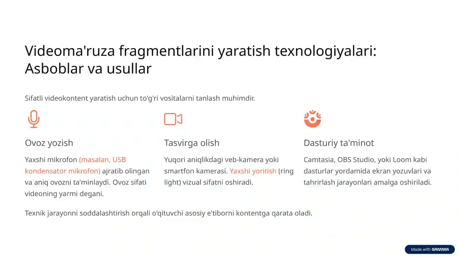 Masofaviy ta'limda videoma'ruza fragmentlarini qo'llash texnologiyalari 4