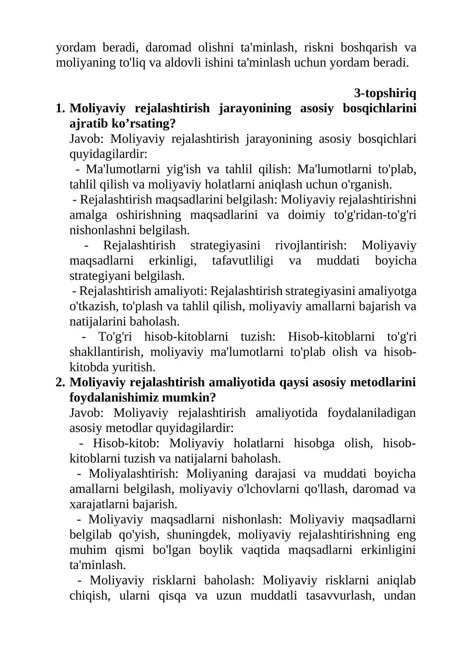 Topshiriqlarga javoblar 4
