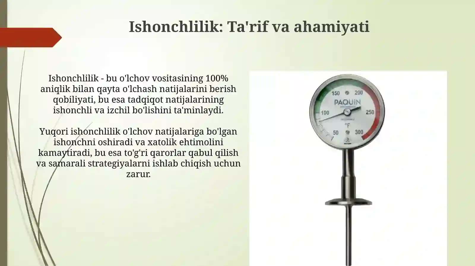 O’lchov vositalarining ishonchlilikkursatkichlari 4
