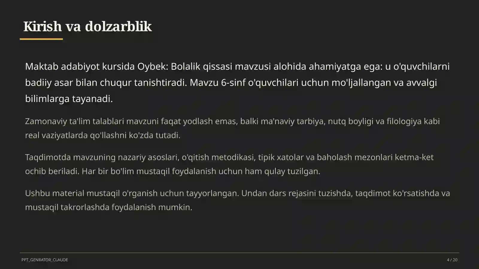 Oybek: Bolalik qissasi (6-sinf) 4
