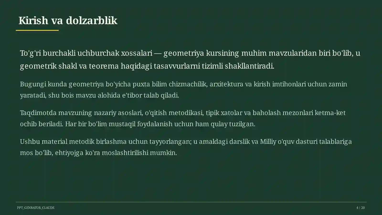 To'g'ri burchakli uchburchak xossalari (7-sinf) 4