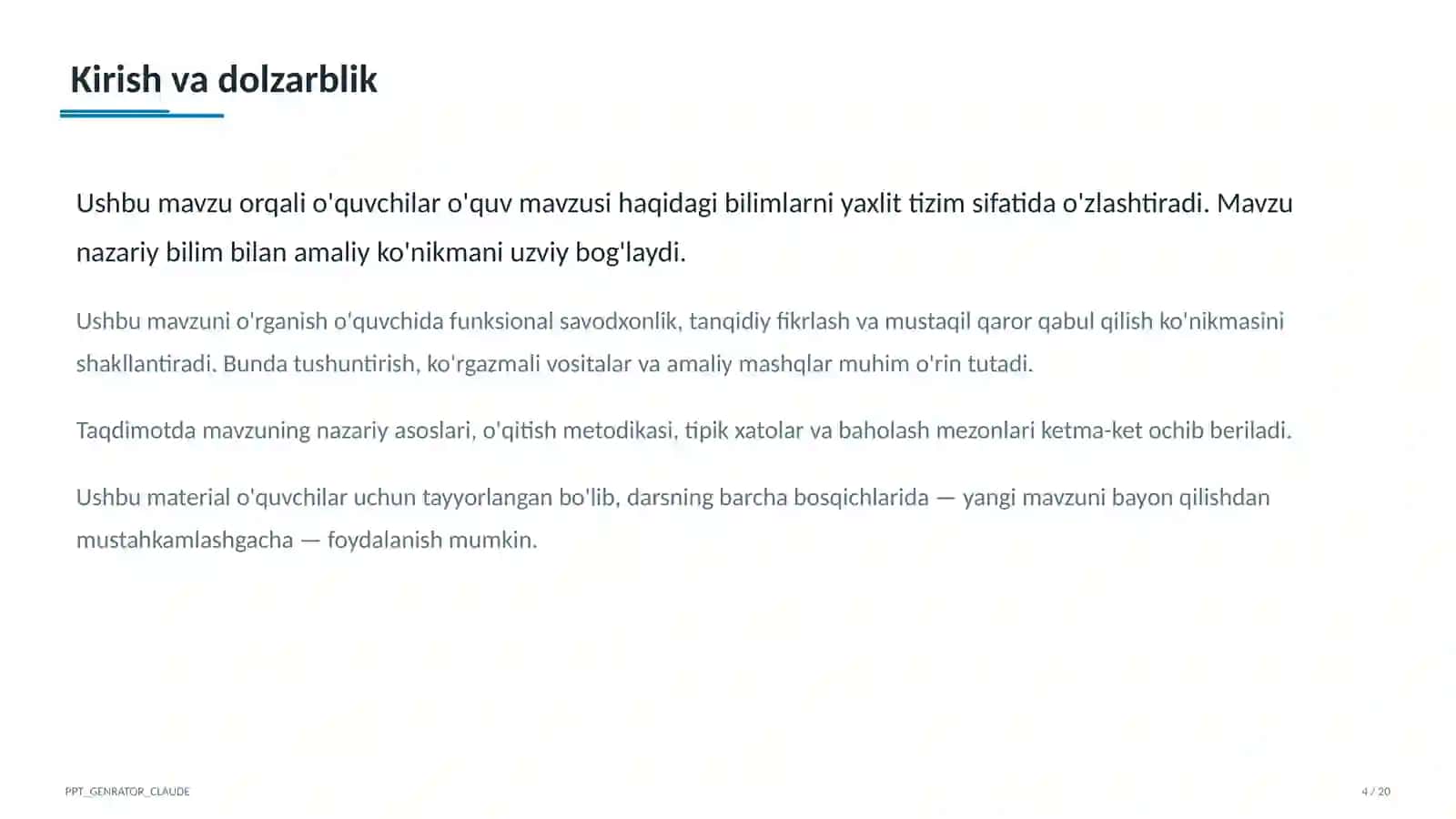 Sun'iy intellekt yordamchisi bilan dars ishlanmasi tuzish (2026) 4