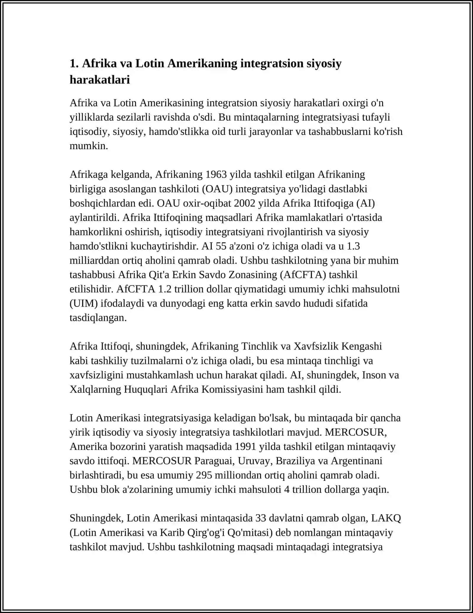 OSIYO AFRIKA VA LOTIN AMERIKASI MAMLAKATLARI SIYOSIY IJTIMOIY IQTISODIY ASOSIY YONALISHLARI 4