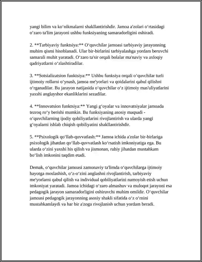 O'quvchilar jamoasi - Yagona pedagogik jarayonning asosiy shakli 4
