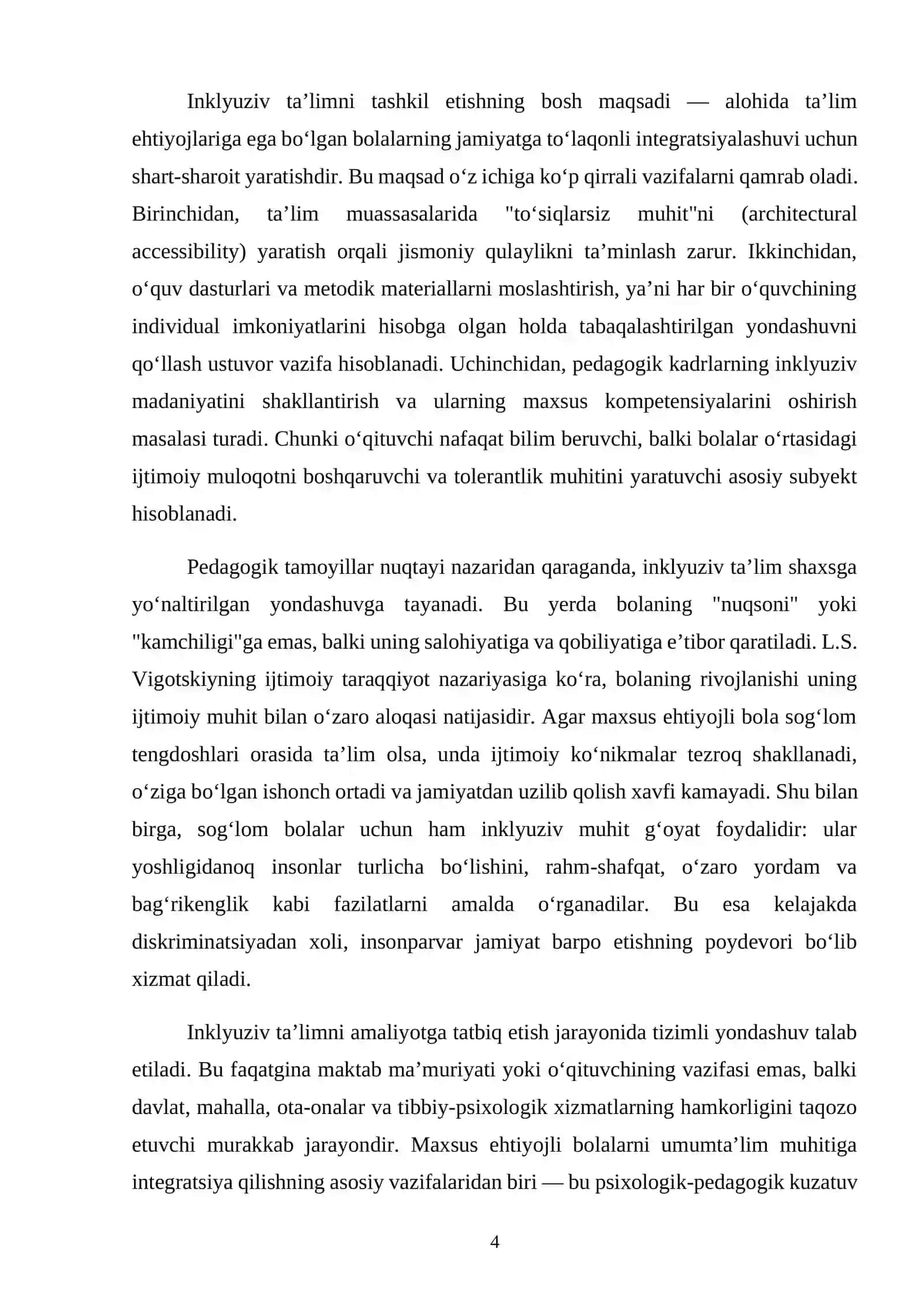 INKLYUZIV TA’LIMNI TASHKIL ETISHNING MAQSAD VA VAZIFALARI 4