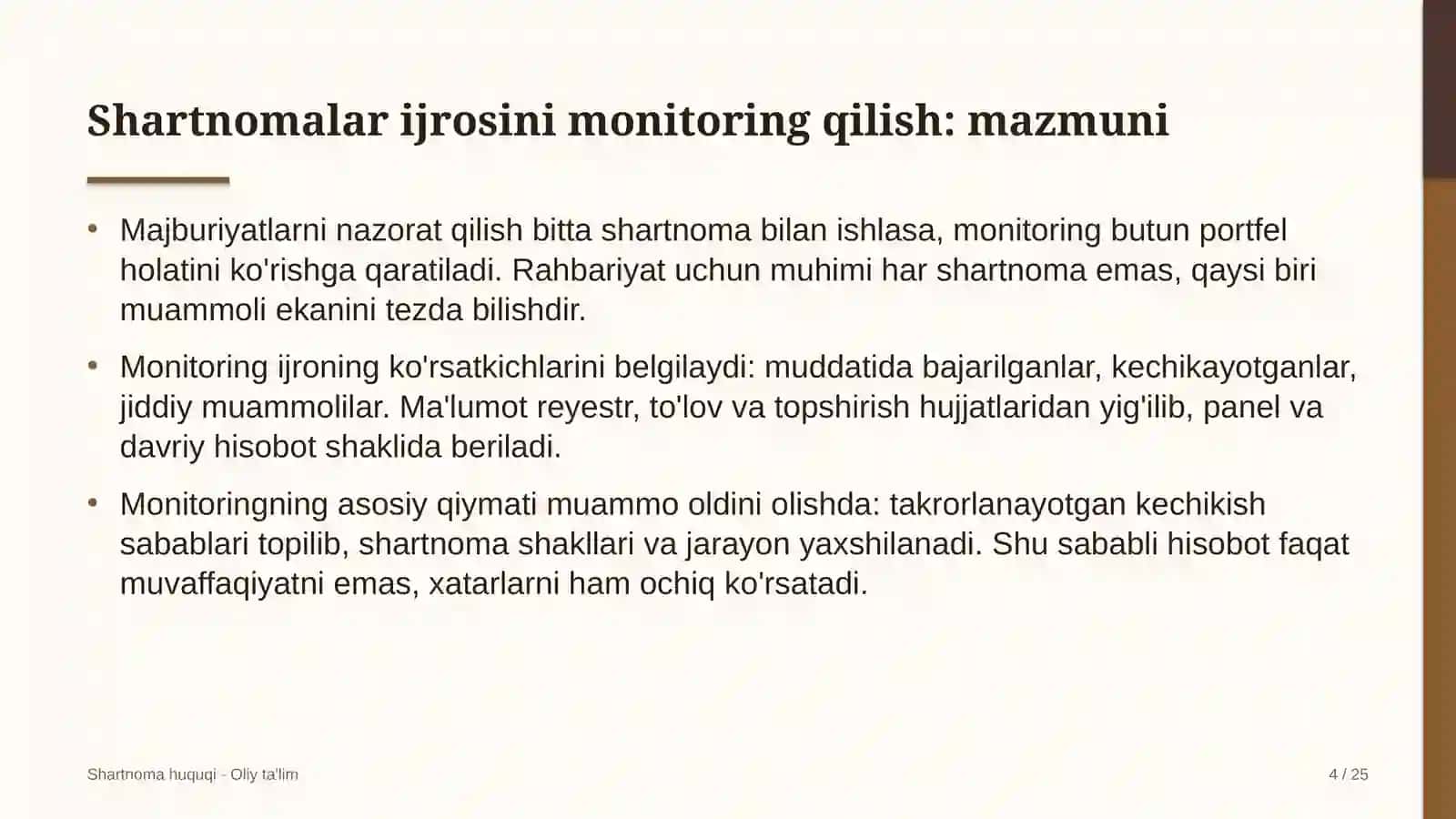 gid ekskursovodlik xizmatida shartnomalar ijrosini monitoring qilish 9034 4