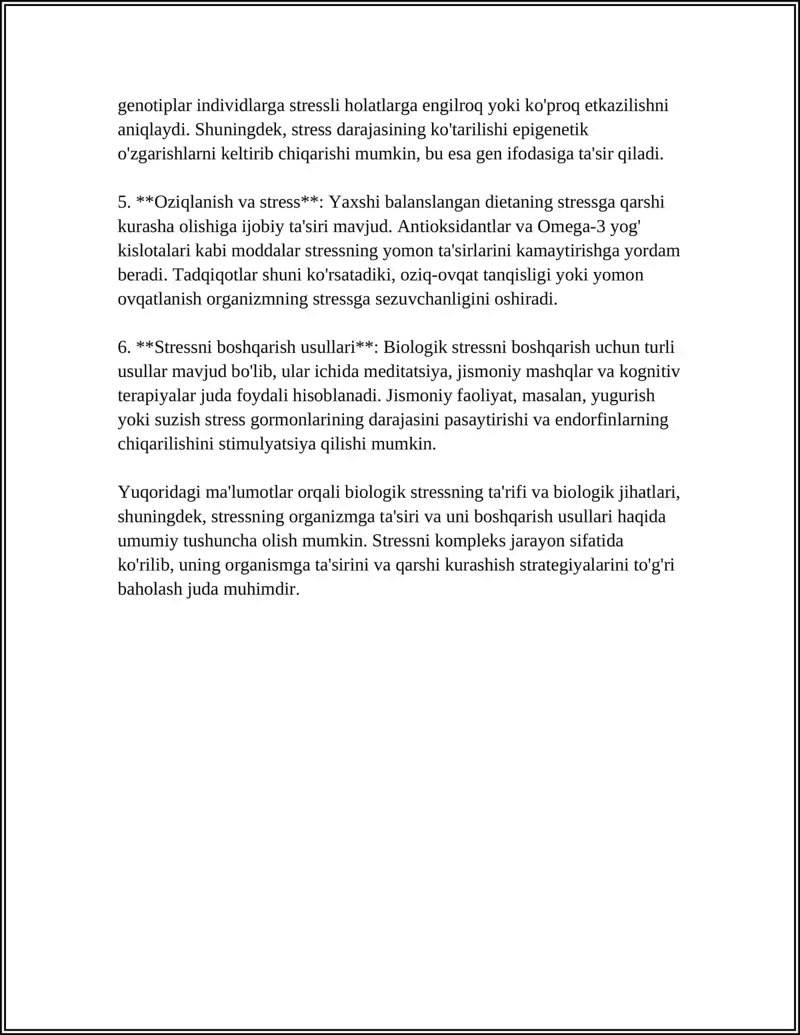 REFERAT STRESS VA BUZILISHLARNING ALOQASI BIOLOGIK STRESS 4