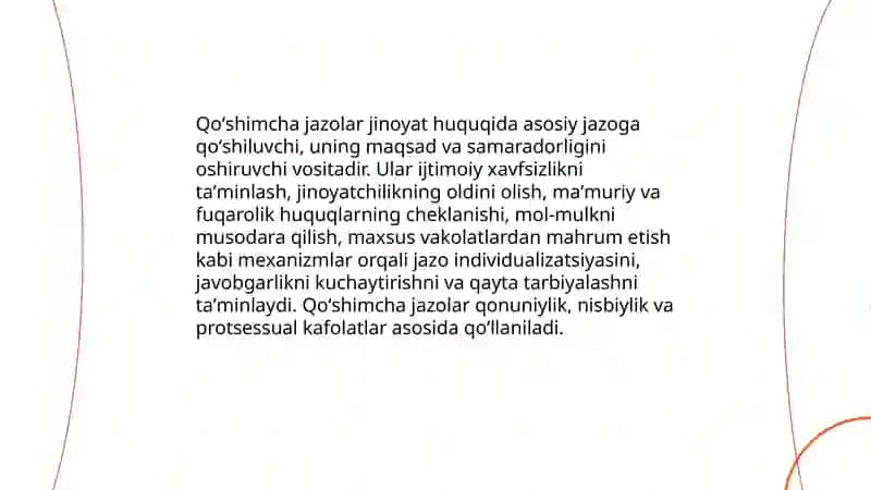 Qoʻshimcha jazolar tushunchasi va ahamiyati 4