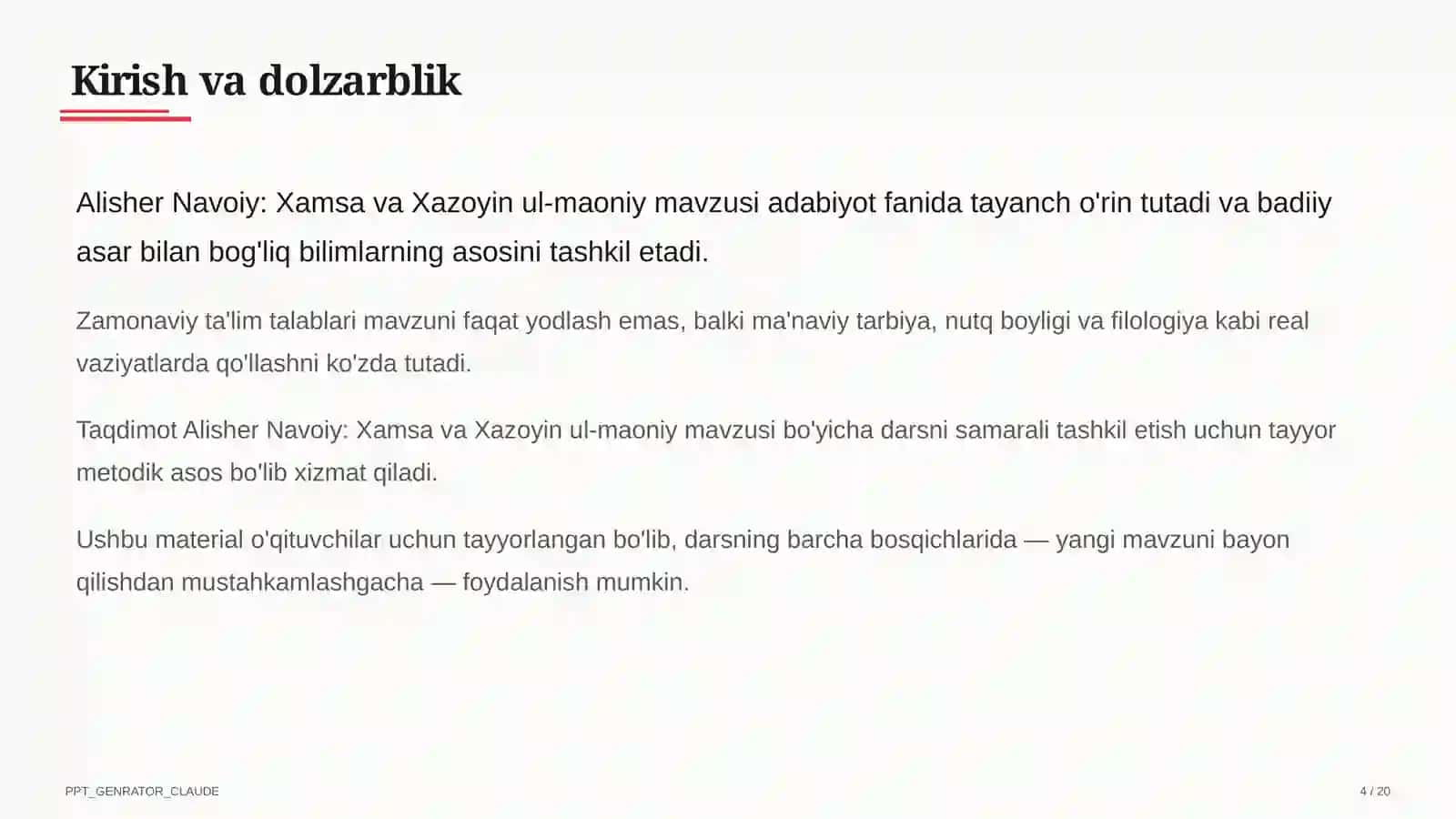 Xamsa va Xazoyin ul-maoniy (9-sinf) 4