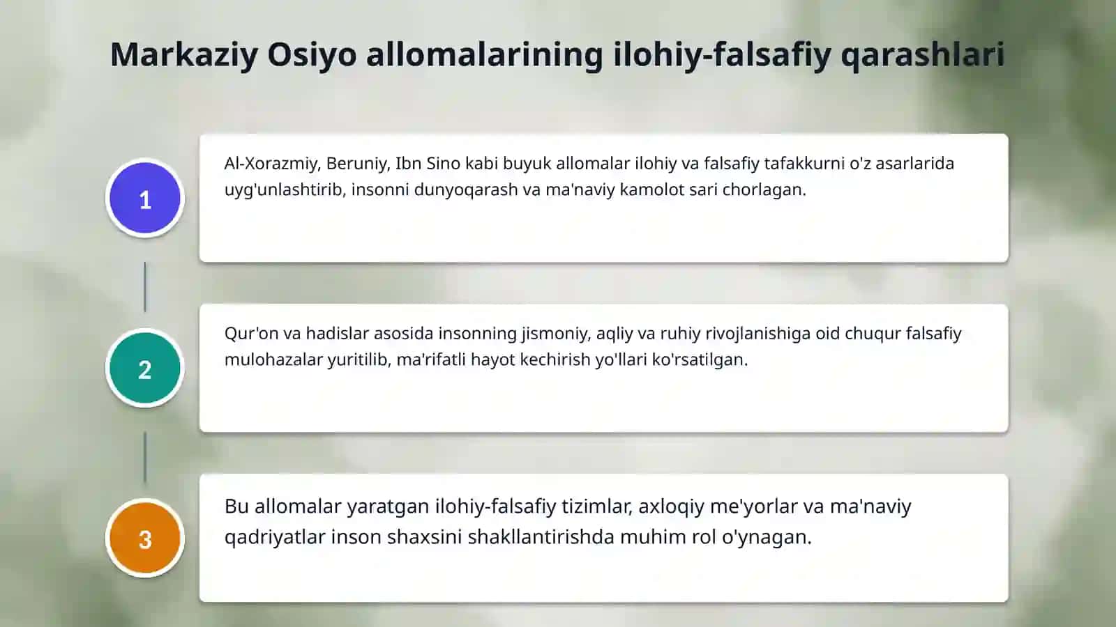 Sharq mutafakkirlarining islom dinining inson kamolotiga tasiri haqidagi goyalari 4