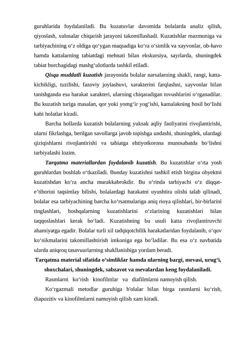Tabiat bilan tanishtirish mashg’ulotlari 4