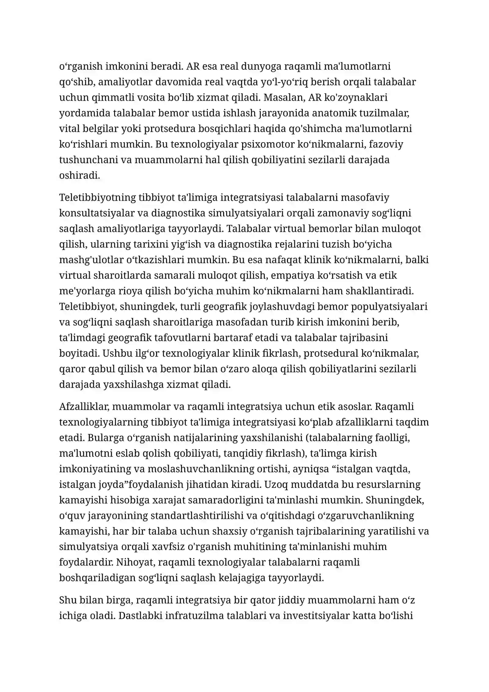 Tibbiy ta’limda raqamli texnologiyalarning oʻrni va istiqbollari 4