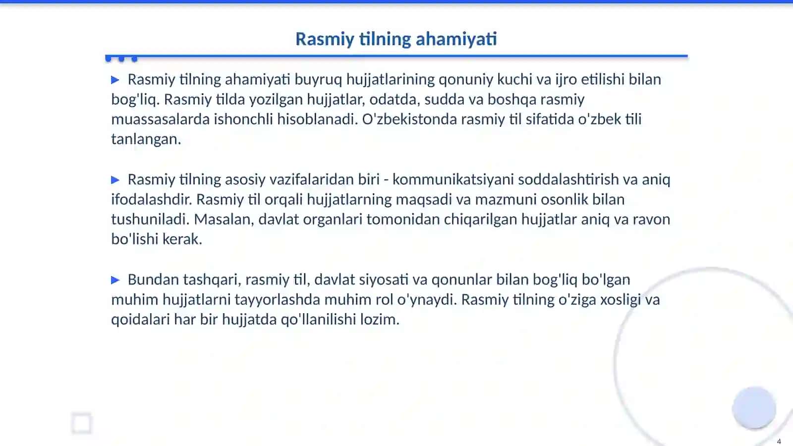 Buyruq hujjatini rasmiylashtirishda Til va uslub masalalari 4