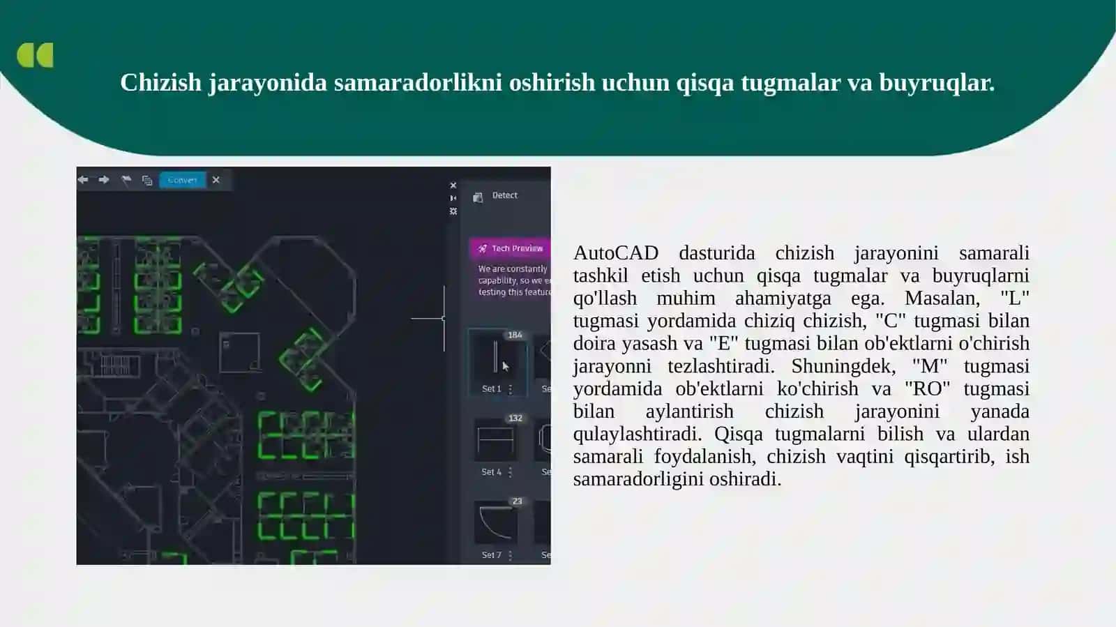 AutoCAD dasturida chizish paneli haqida ma'lumot 4