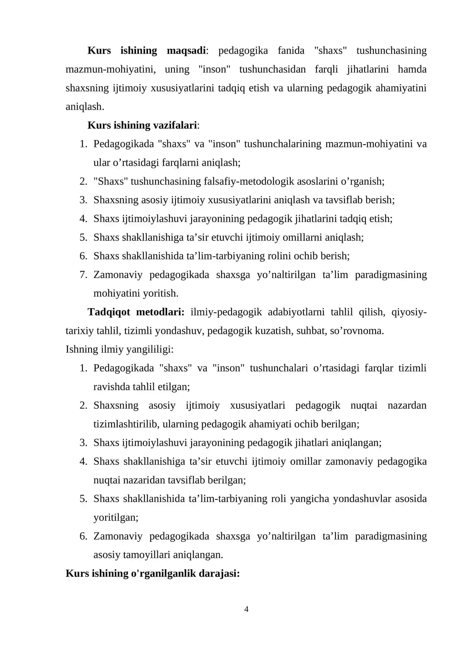 PЕDАGОGIKАDА "SHАXS" TUSHUNCHАSI "INSОN" TUSHUNCHАSIDАN FАRQLI О’LАRОQ, U INSОNNING IJTIMОIY XUSUSIYАTLАRI 4