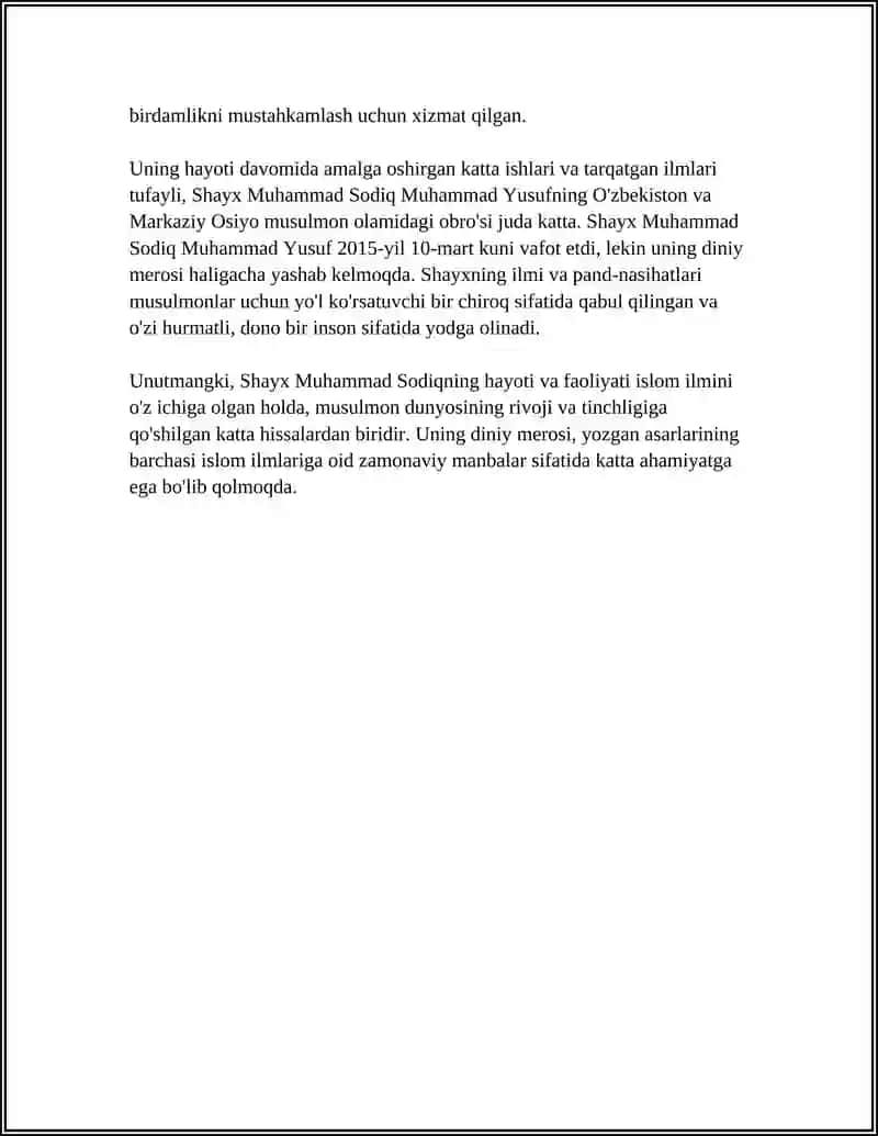 SHAYX MUHAMMAD SODIQ MUHAMMAD YUSUFNING BAXTIYOR OILA ASARIDA ISLOM QADRIYATLARINING TALQINI 4
