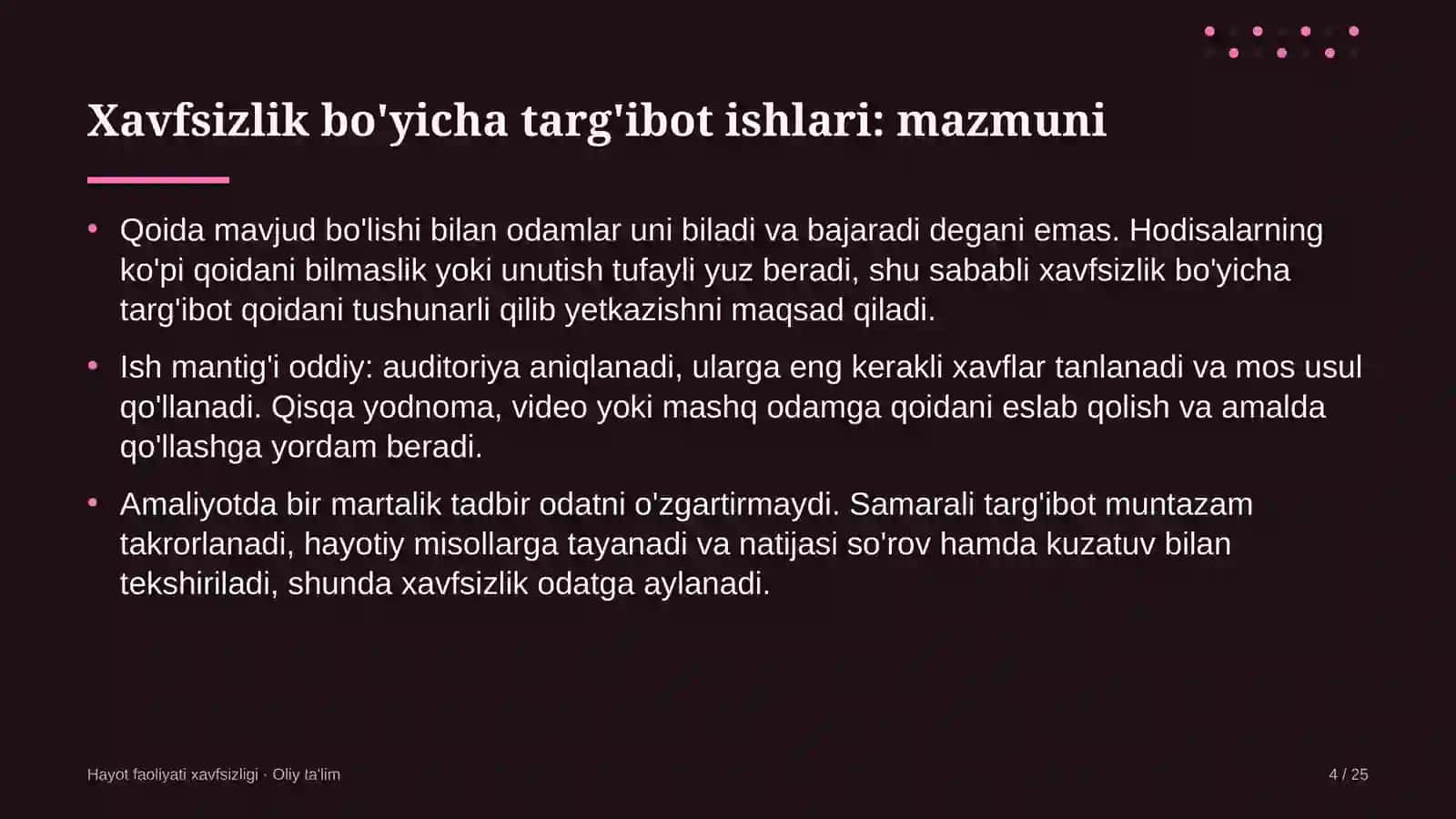 sog'liqni saqlash tizimida xavfsizlik bo'yicha targ'ibot ishlari 8036 4