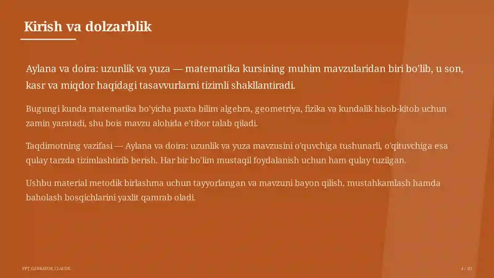 Aylana va doira: uzunlik va yuza (6-sinf) 4