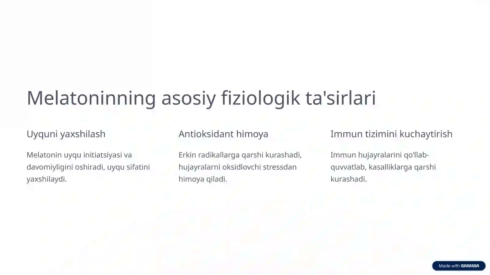 Melatoninning sintezlanishi, ahamiyati va mushaklarga ta'siri 4
