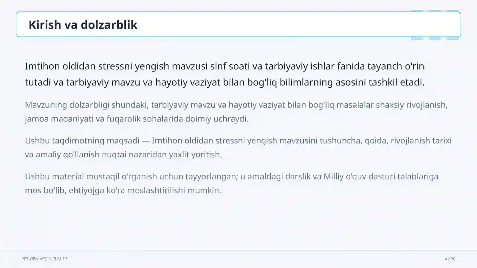 Dars rejasi 4