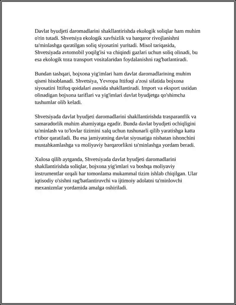Gʻaznachilikda Davlat Byudjeti Daromadlarini Shakllantirish: Shvetsiya Xorijiy Tajribalari 4