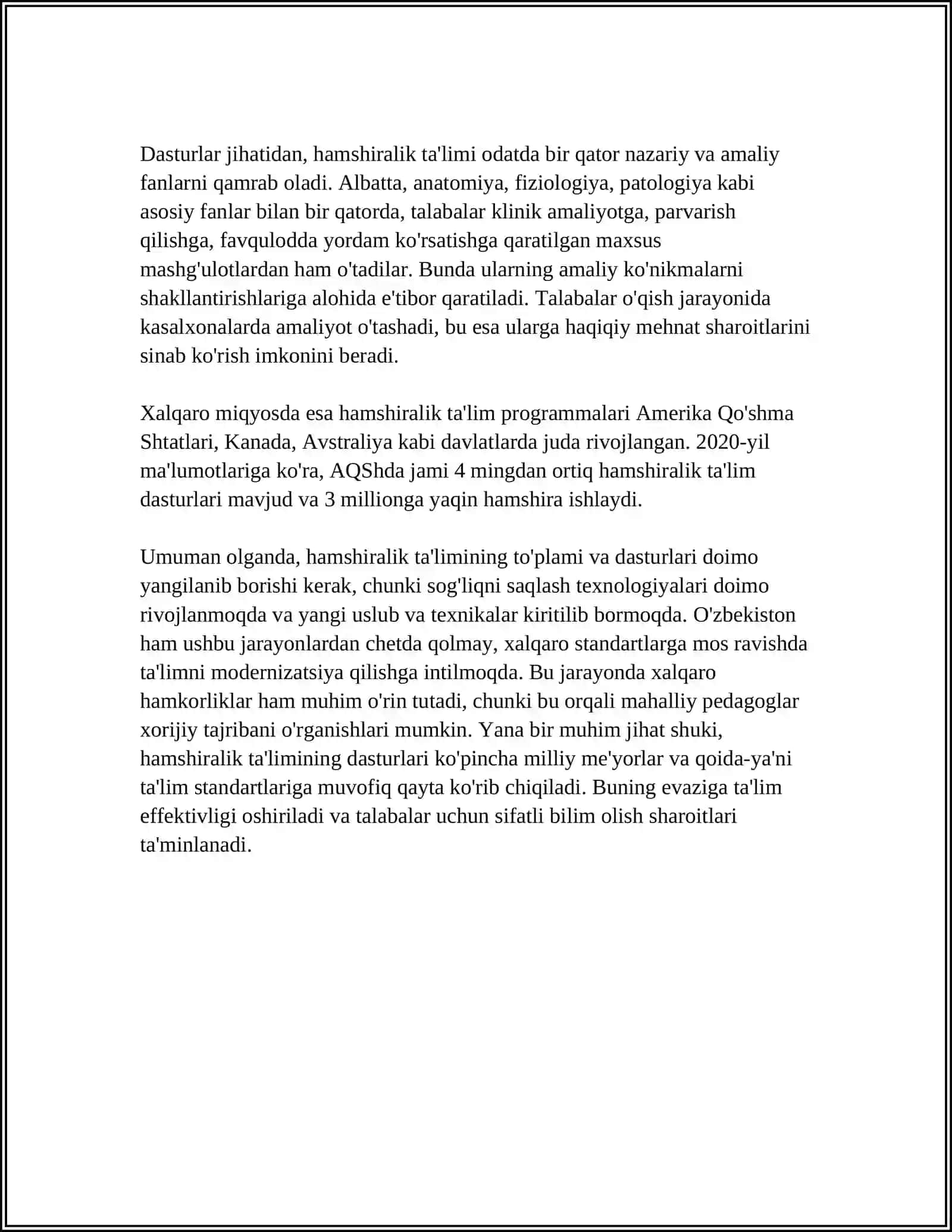 O'ZBEKISTINDA SOG'LIQNI SAQLASH HAMSHIRALIK TA'LIMI TIZIMI 4