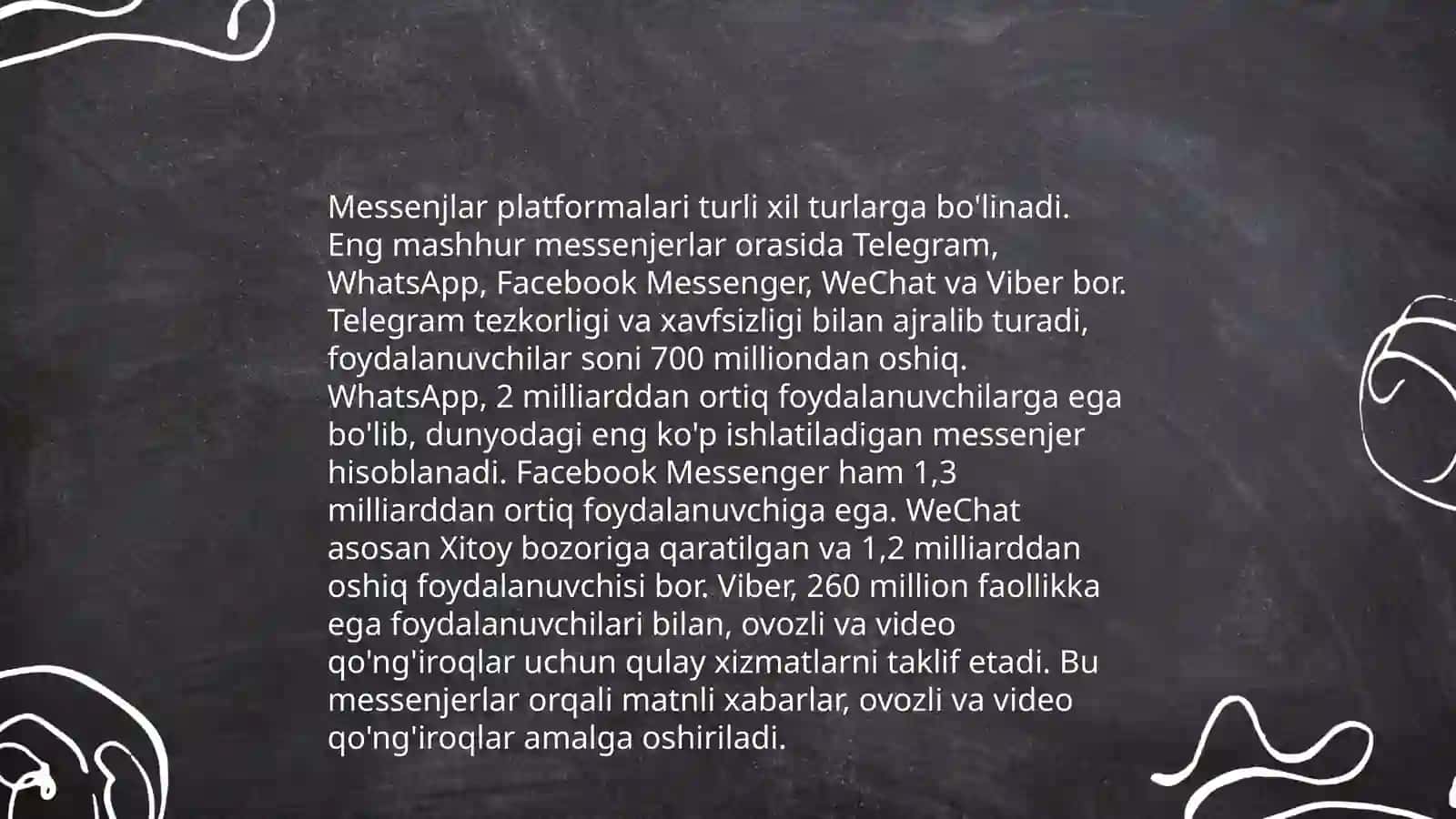Zamonaviy xizmatlar, messenjlar va ularning imkoniyatlari 4