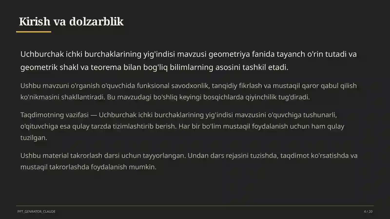 Uchburchak ichki burchaklarining yig'indisi (7-sinf) 4