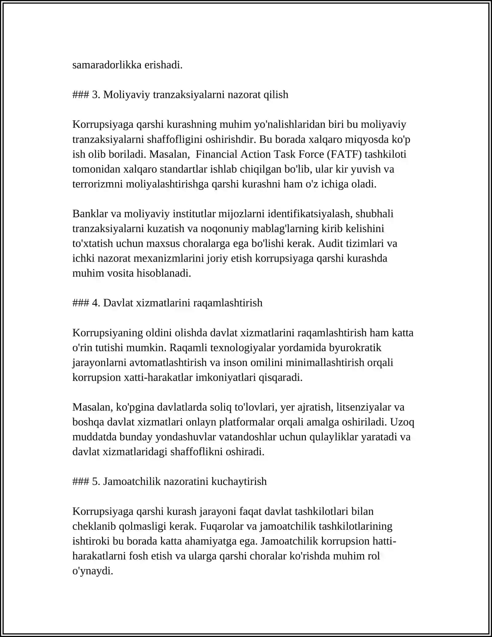 O'ZBEKISTON RESPUBLIKASIDA KORRUPSIYAGA QARSHI KURASHISH CHORA-TADBIRLARI 4