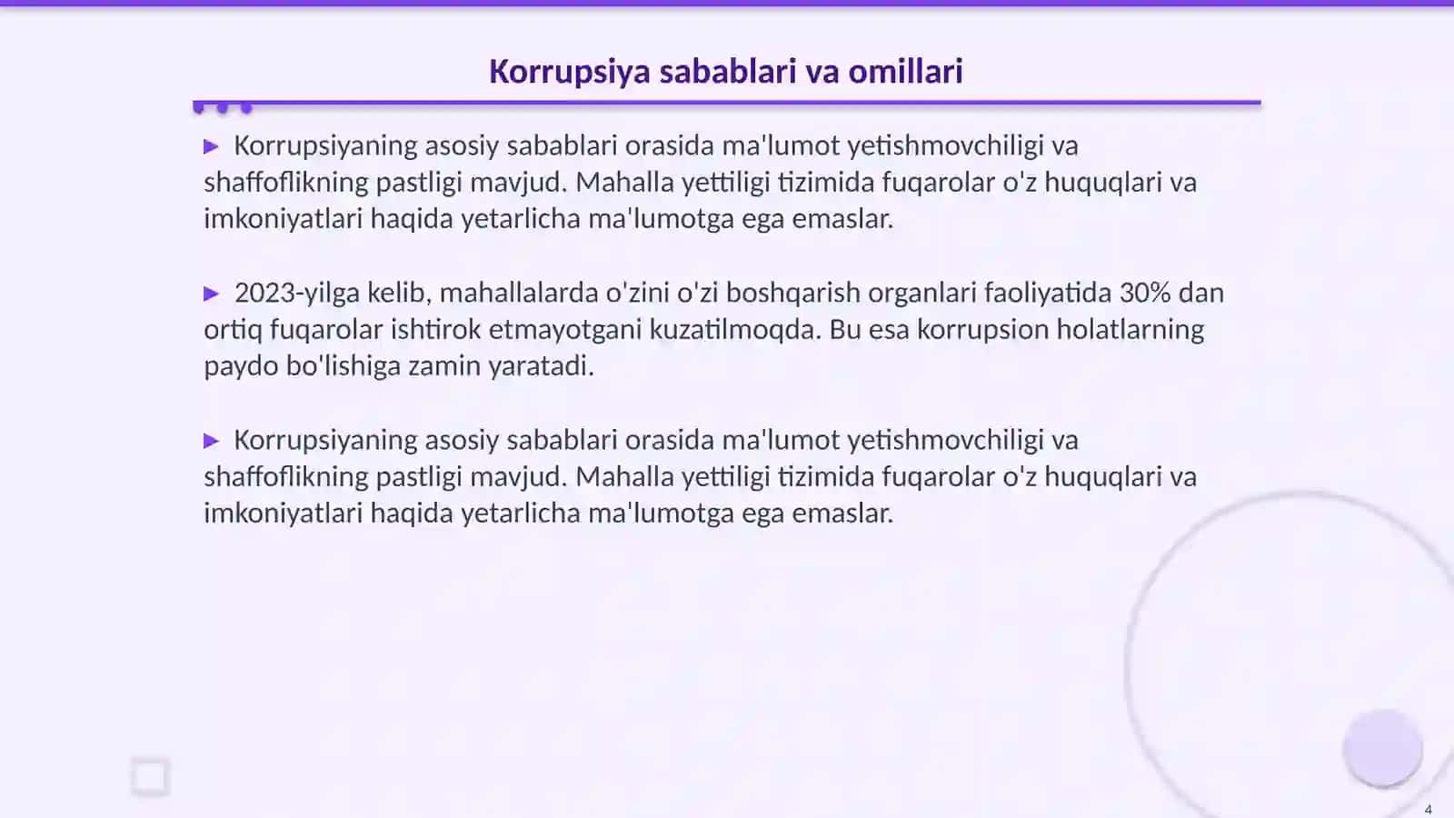 Mahalla yettiligi faoliyatida korrupsiya holatlari 4