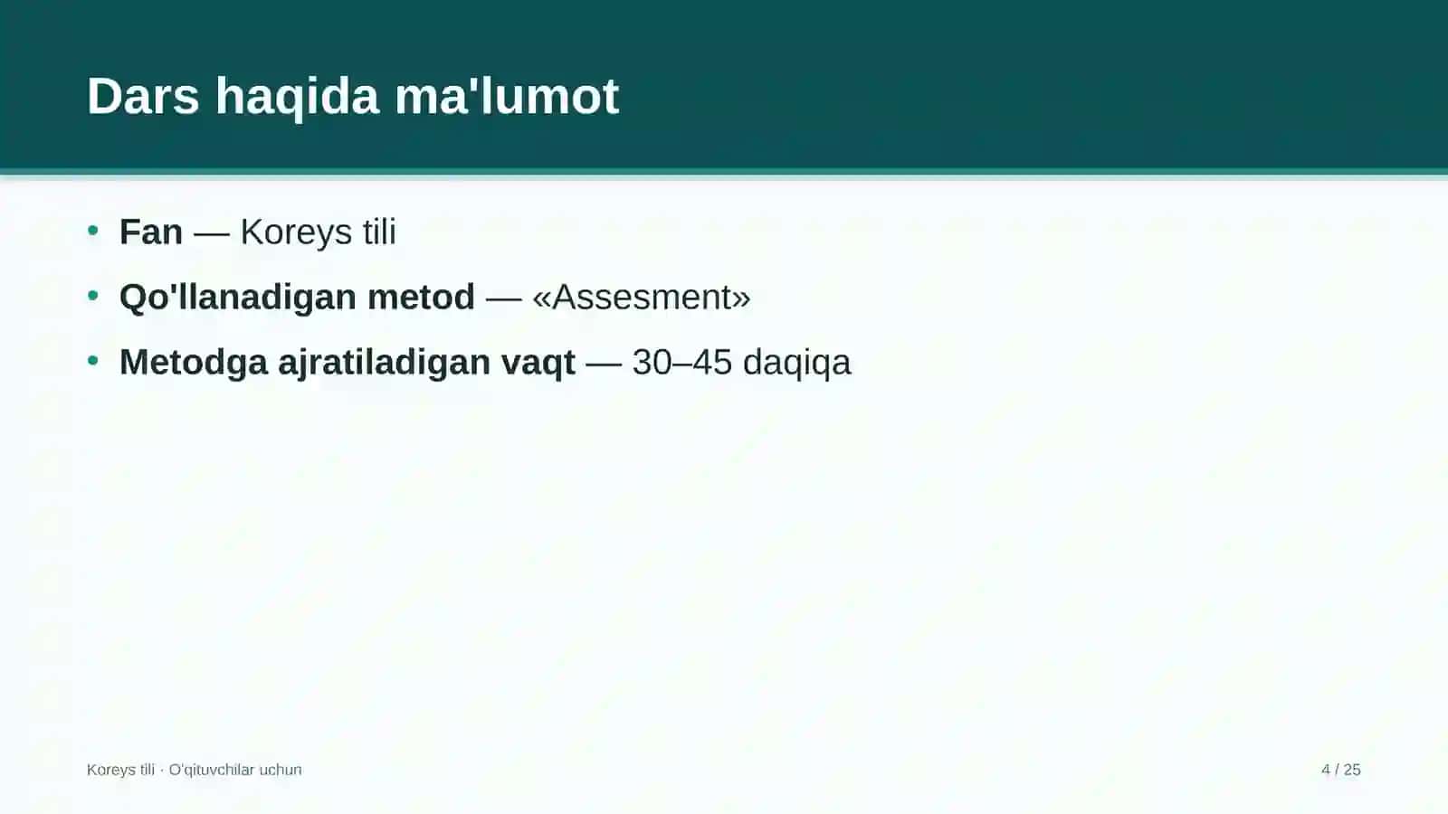koreys tili darslarida assesment metodidan foydalanish 5223 4