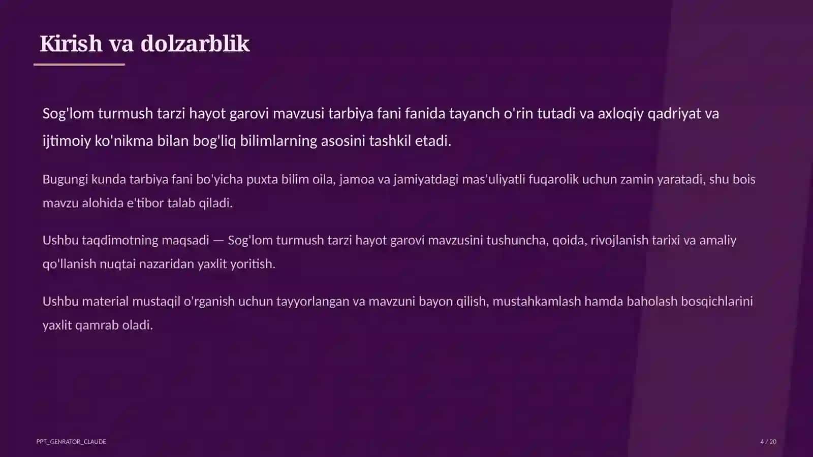 Sog'lom turmush tarzi hayot garovi (7-sinf) 4