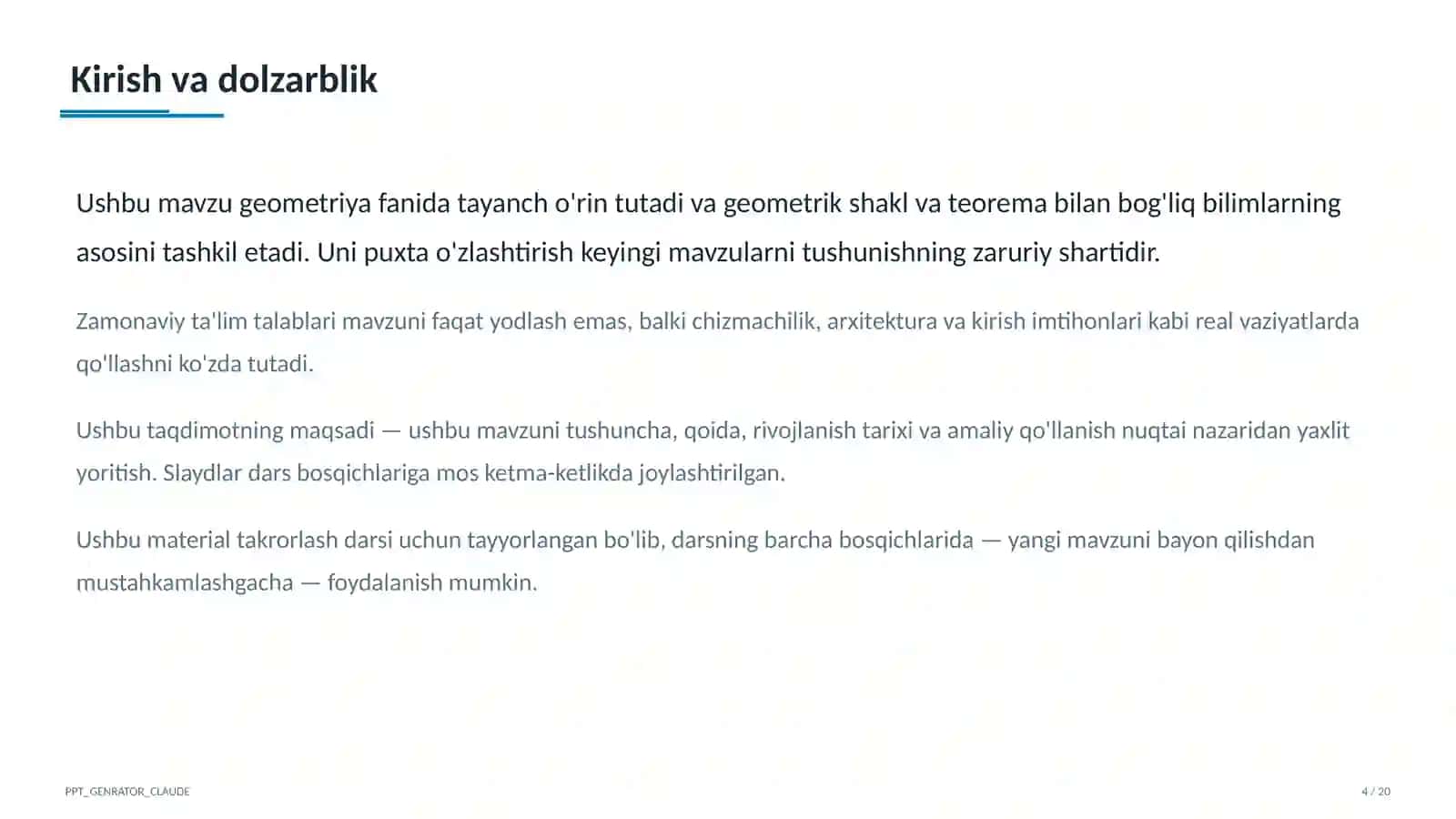 Fazoda to'g'ri chiziq va tekisliklarning parallelligi (10-sinf) 4