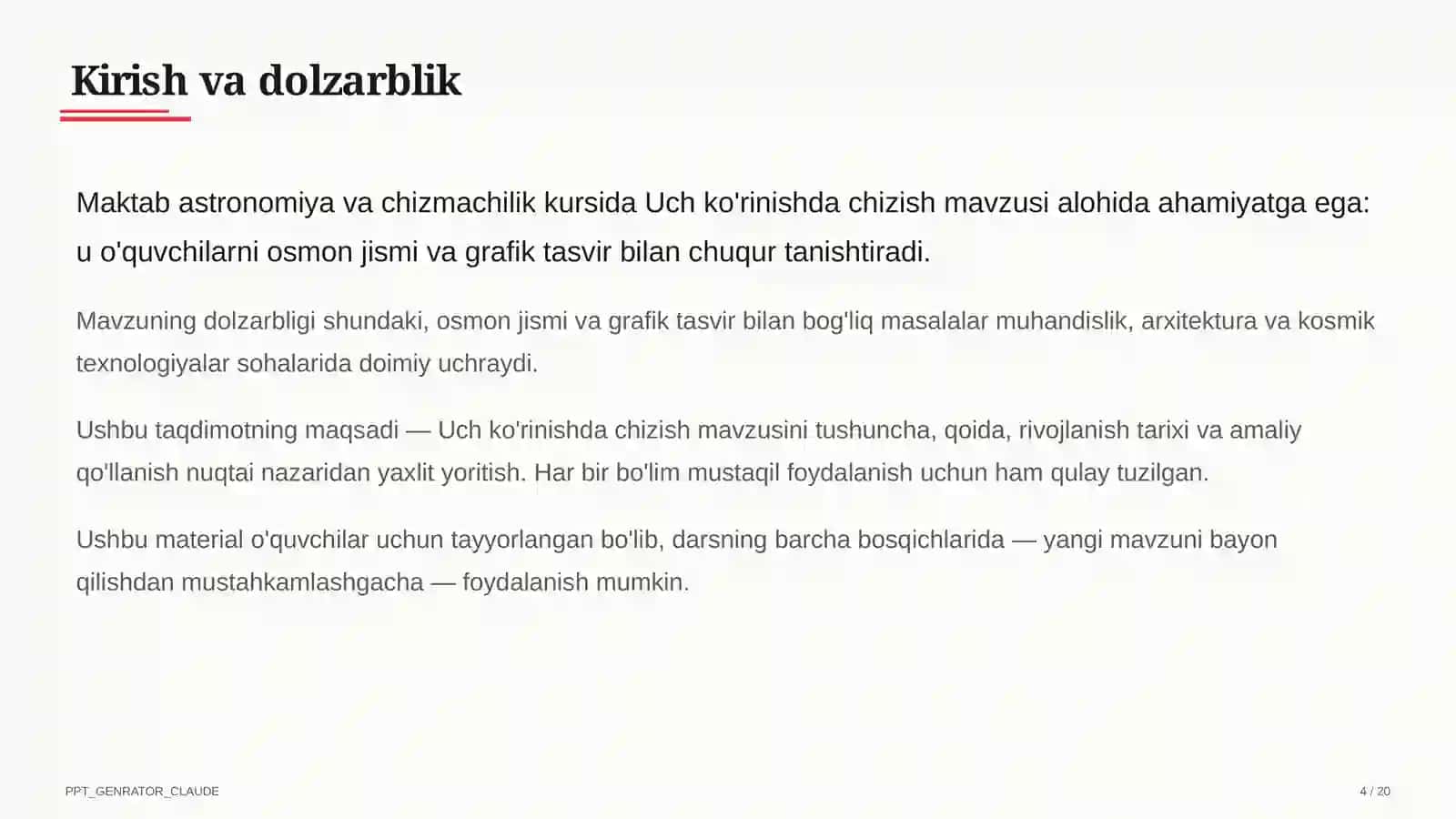 Astronomiya va chizmachilik (8–11) — o'quvchilar uchun 4
