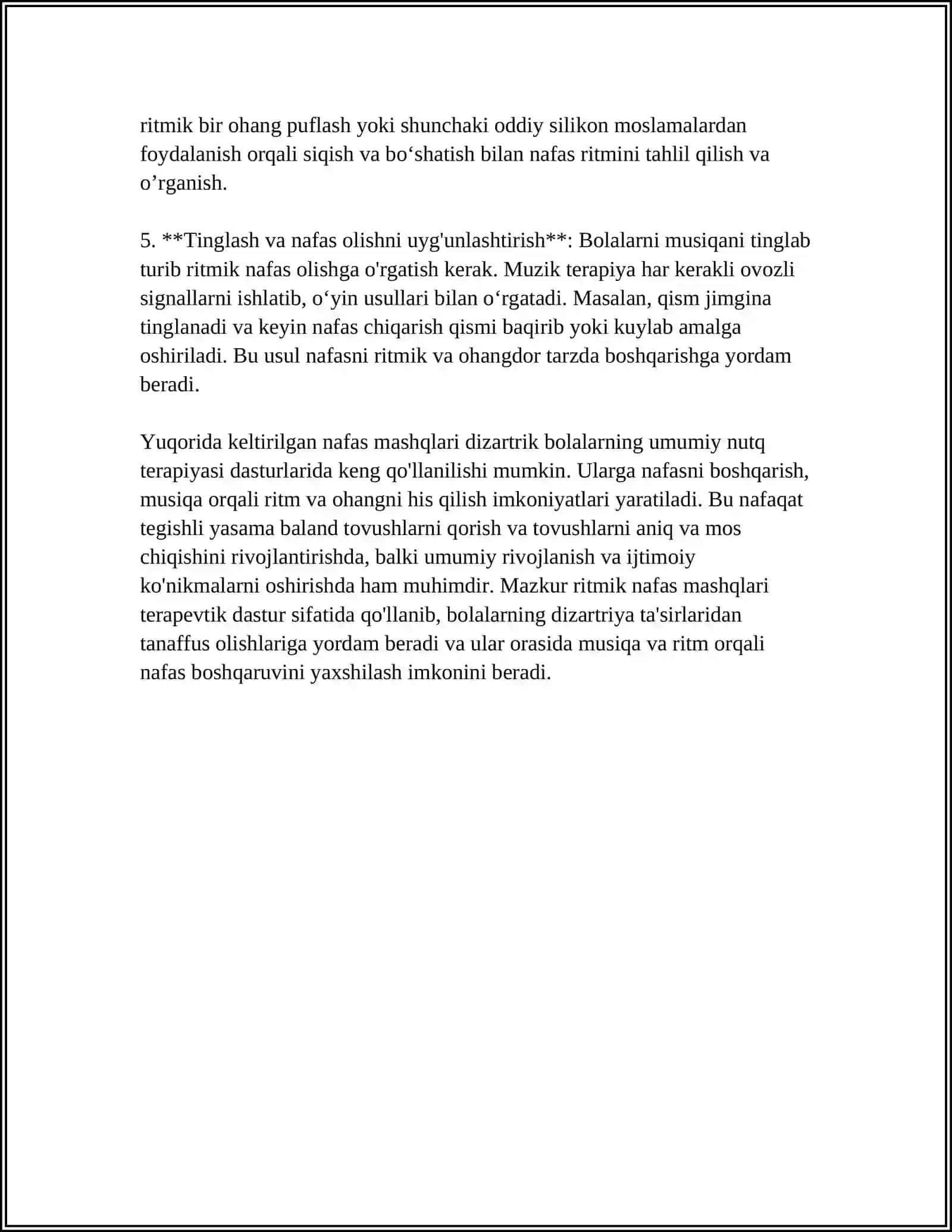 DIZARTRIK BOLALAR UCHUN MUSIQALI RITMIK MASHQLAR 4