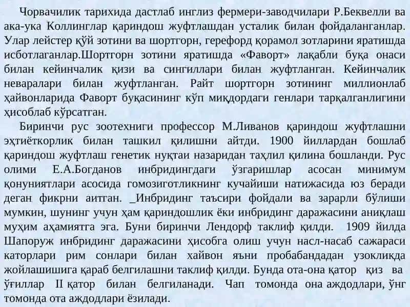 ИНБРЕД ДЕПРЕССИЯ ВА ГЕТЕРОЗИС ТЎҒРИСИДА ТУШУНЧА 4