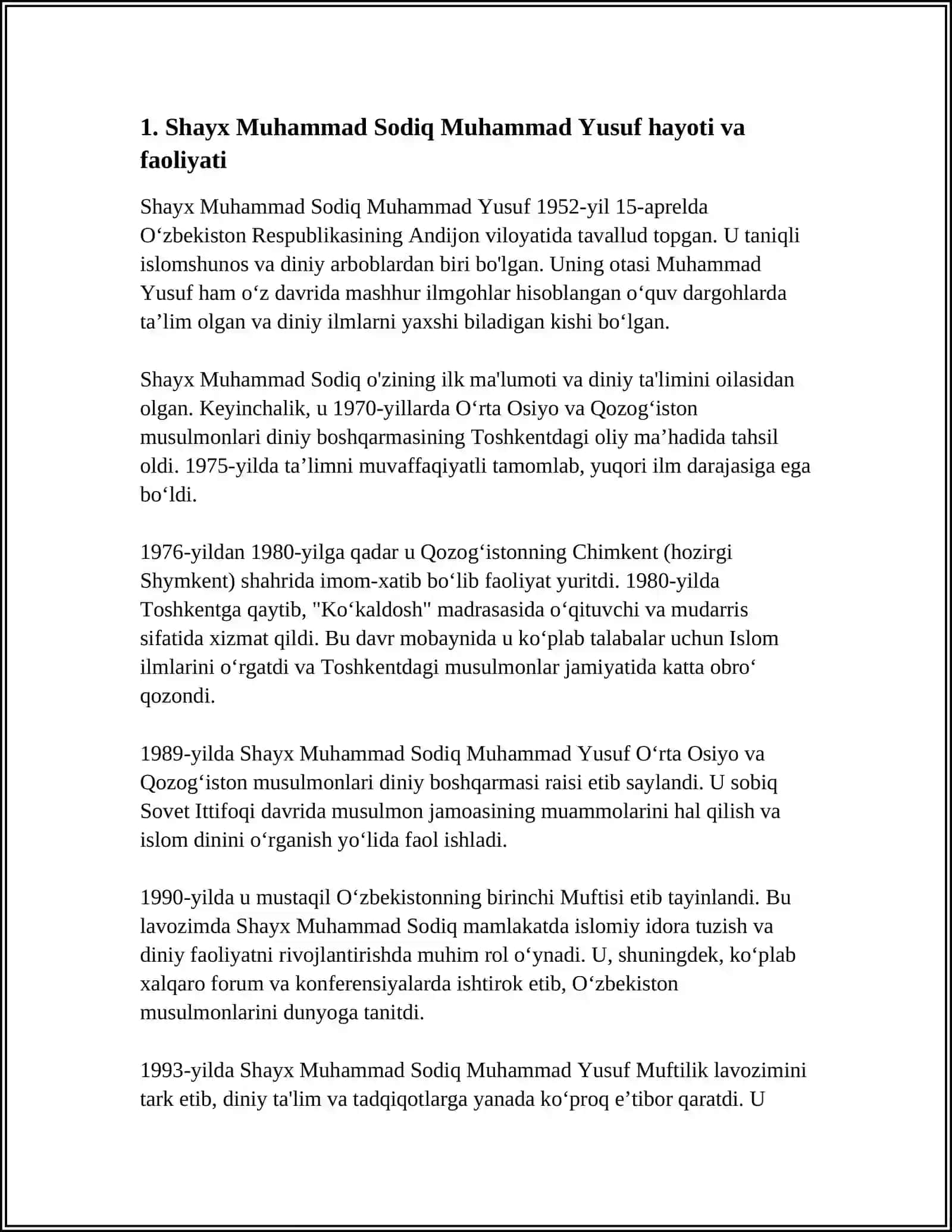 "Baxtiyor oila" asarida Islom qadriyatlarining talqin etilishi haqida essey tayyorlash 4