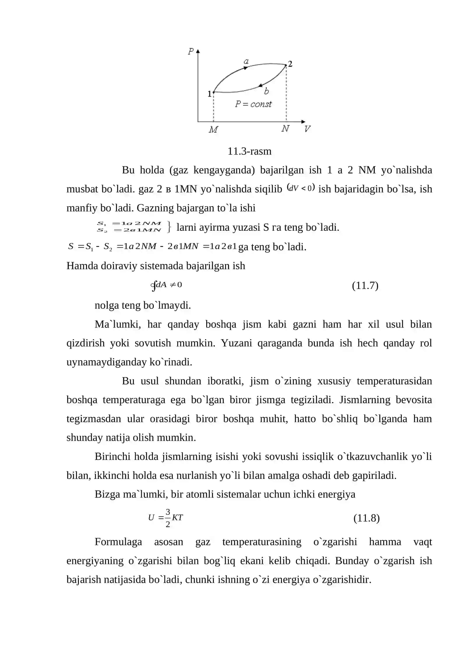 Ish va issiqlik miqdori. Termodinamikaning I-qonuni 4