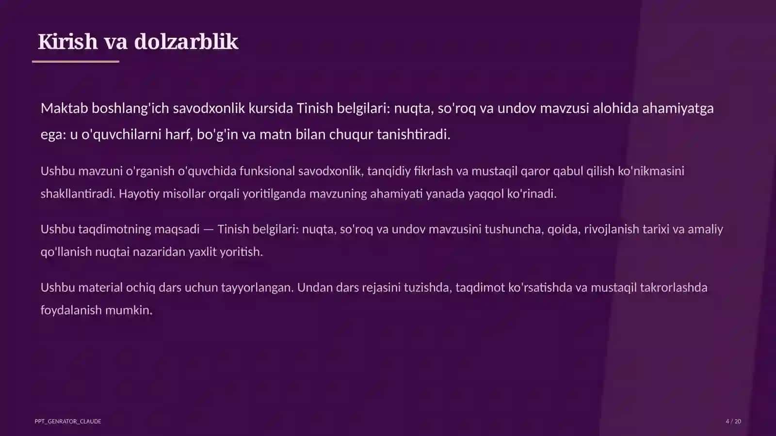 Tinish belgilari: nuqta, so'roq va undov (2-sinf) 4